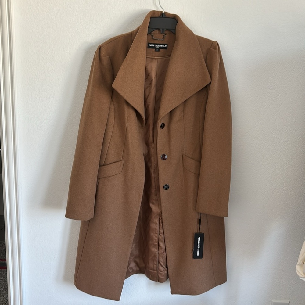 Karl Lagerfeld Paris Coat Camel in Size L - Picture 2 of 6